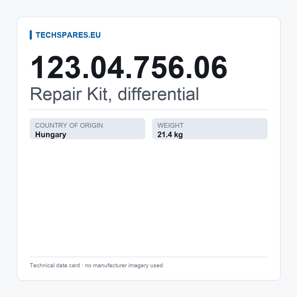 Repair Kit, differential 123.04.756.06 — technical data card