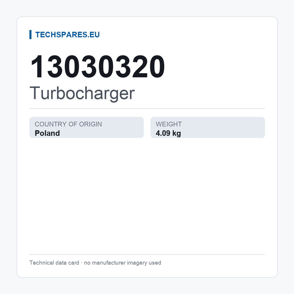 Turbocharger 13030320 — technical data card