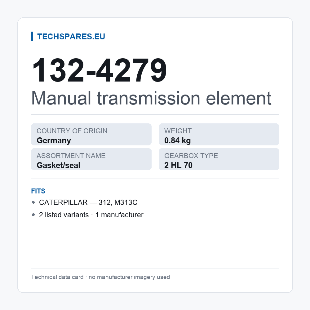 Manual transmission element 132-4279 — technical data card