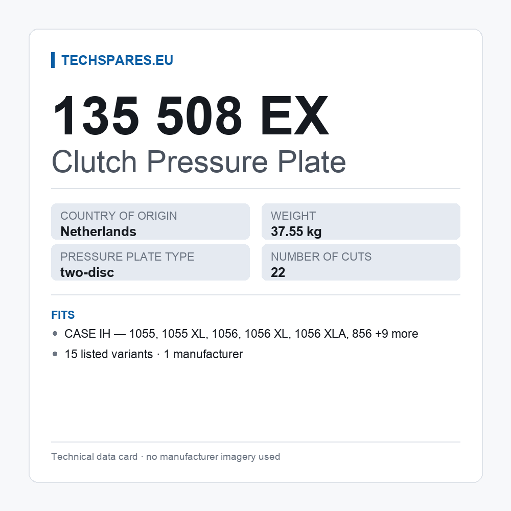 Clutch Pressure Plate 135 508 EX — technical data card
