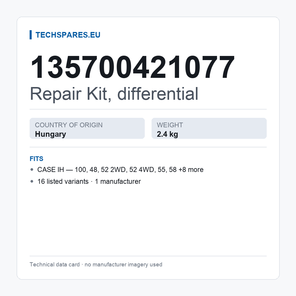 Repair Kit, differential 135700421077 — technical data card