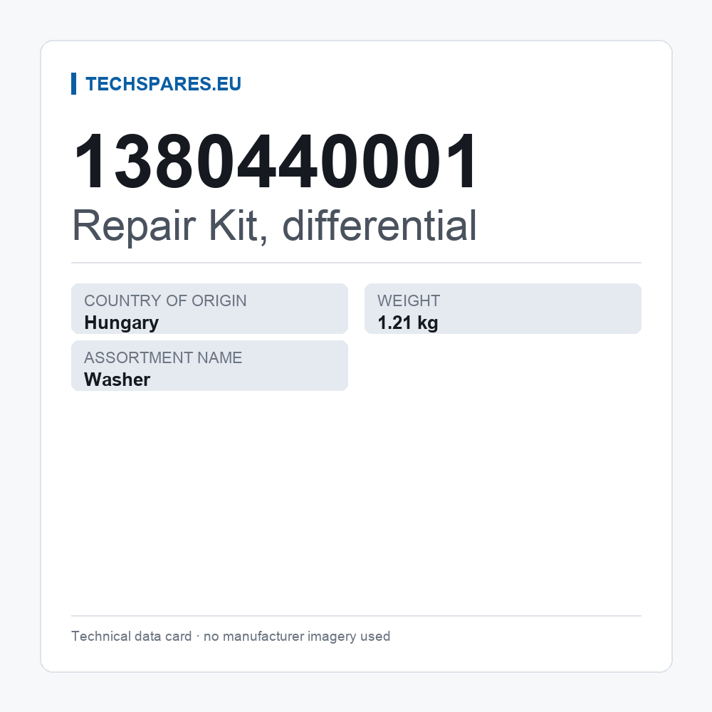 Repair Kit, differential 1380440001 — technical data card