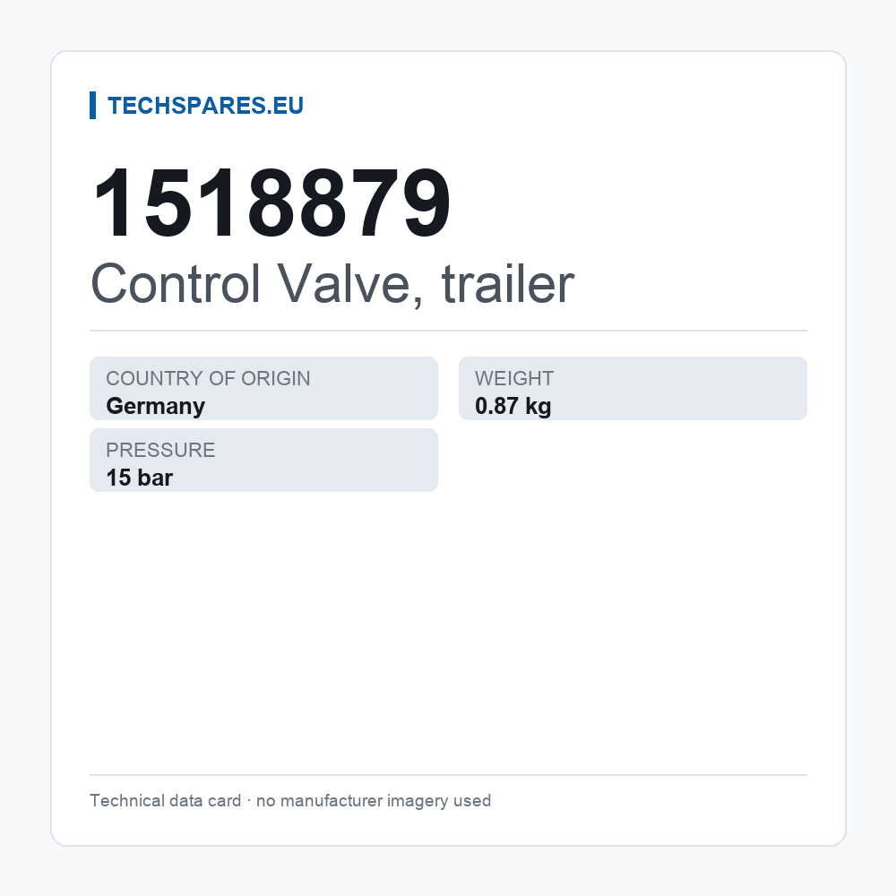 Control Valve, trailer 1518879 — technical data card
