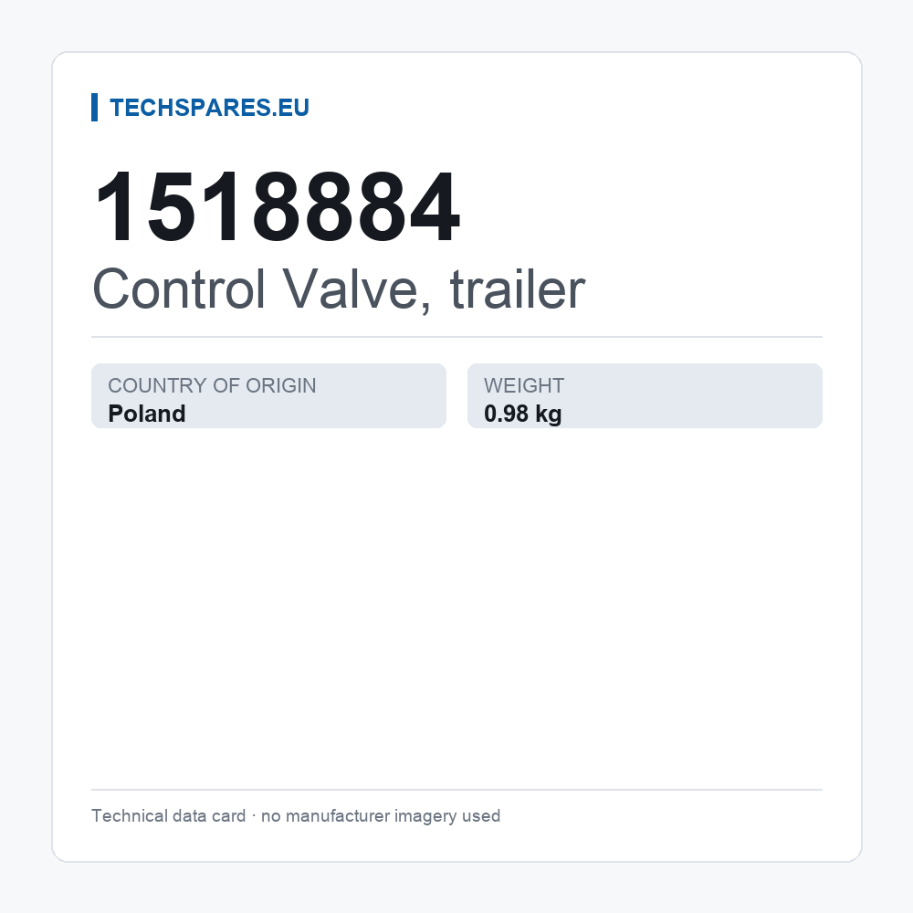 Control Valve, trailer 1518884 — technical data card