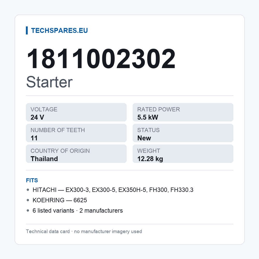 Starter 1811002302 — technical data card