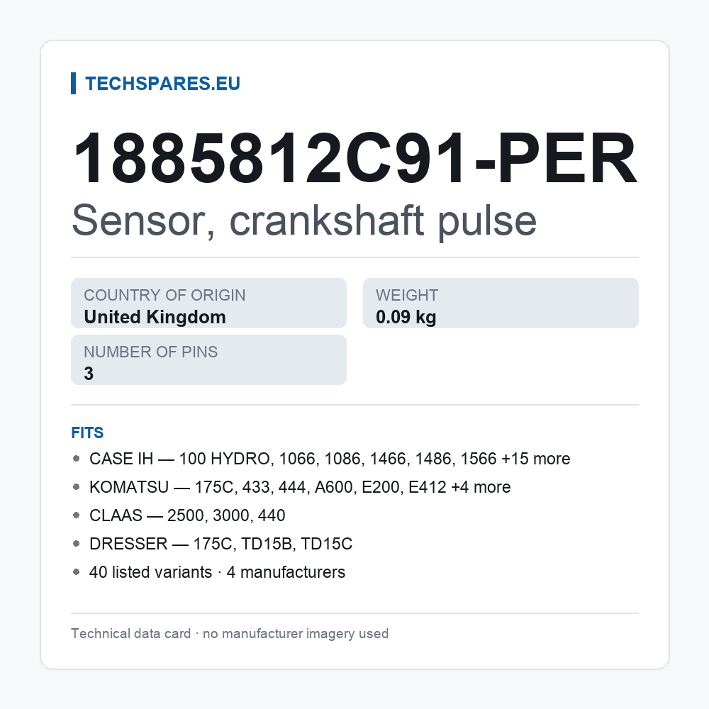 Sensor, crankshaft pulse 1885812C91-PER — technical data card