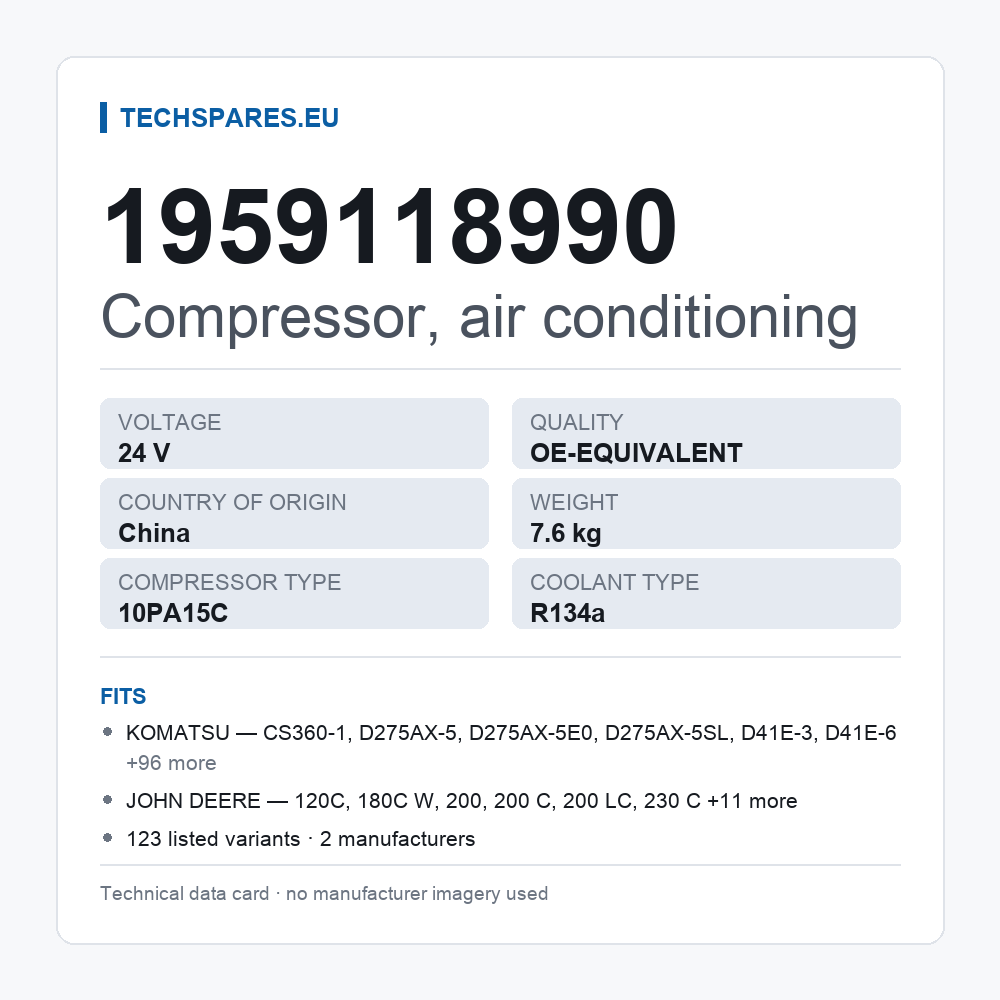 Compressor, air conditioning 1959118990 — technical data card