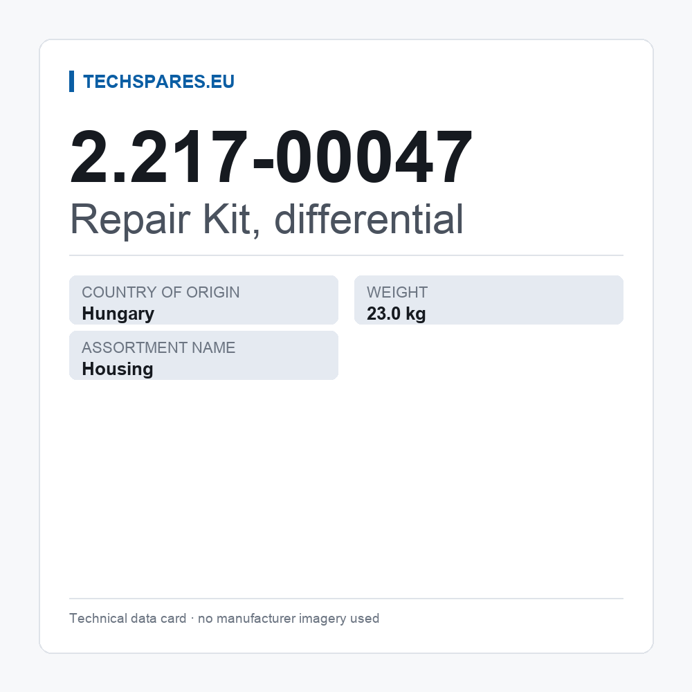 Repair Kit, differential 2.217-00047 — technical data card