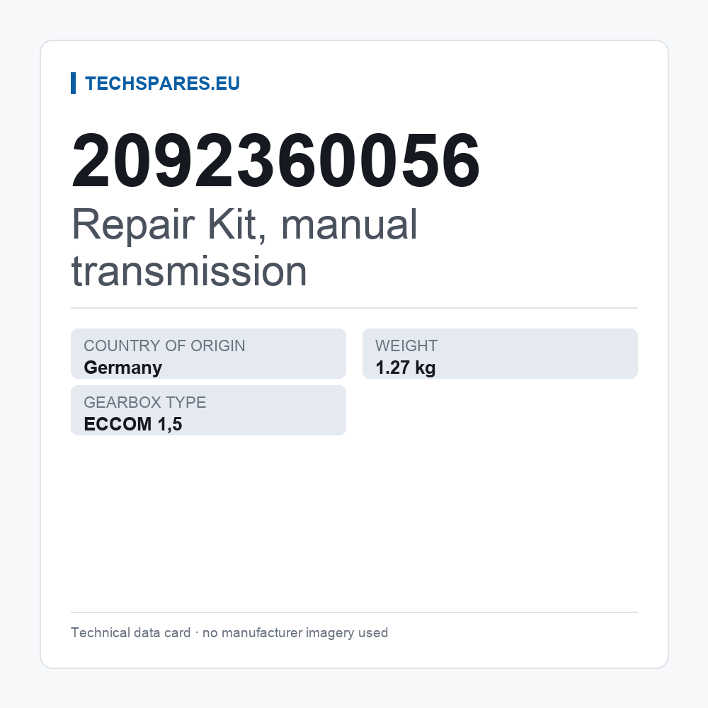 Repair Kit, manual transmission 2092360056 — technical data card