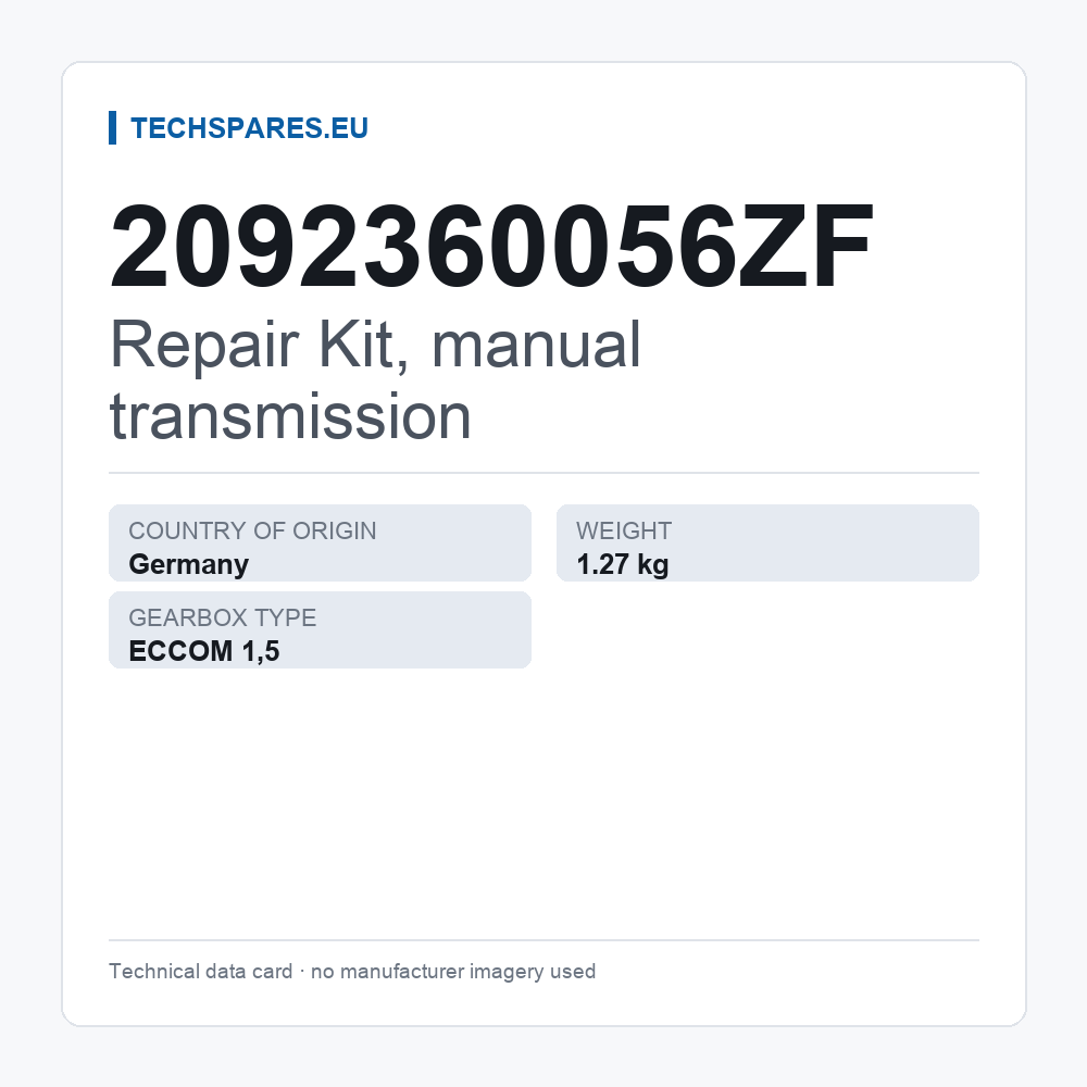 Repair Kit, manual transmission 2092360056ZF — technical data card