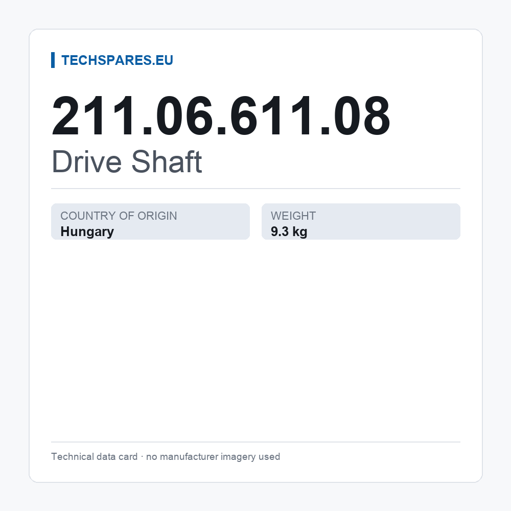 Drive Shaft 211.06.611.08 — technical data card