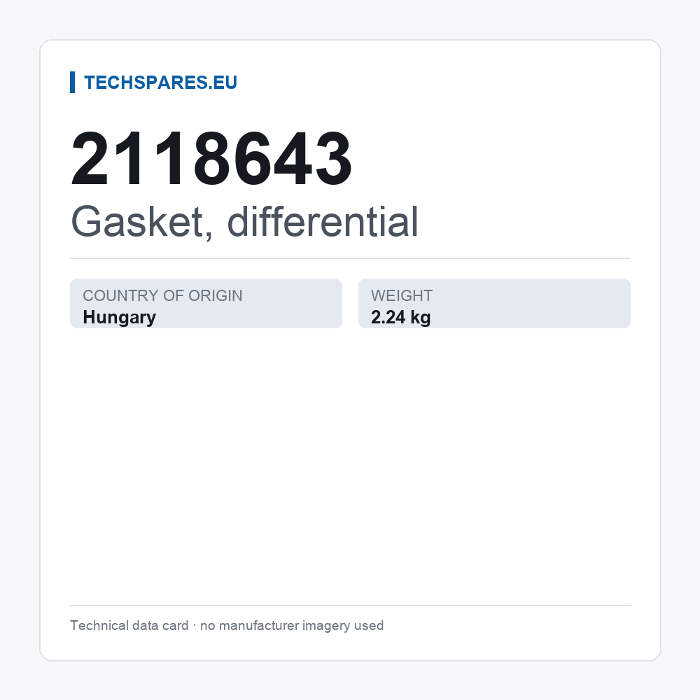 Gasket, differential 2118643 — technical data card