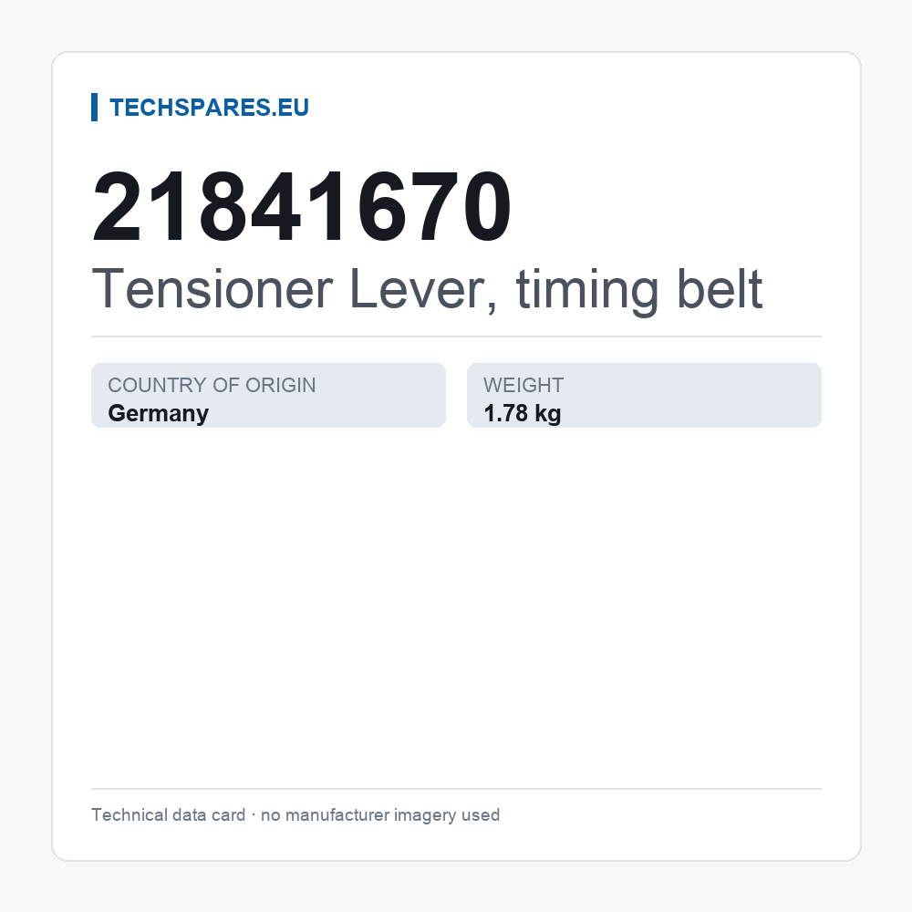 Strammearm, tandrem 21841670 — teknisk datablad