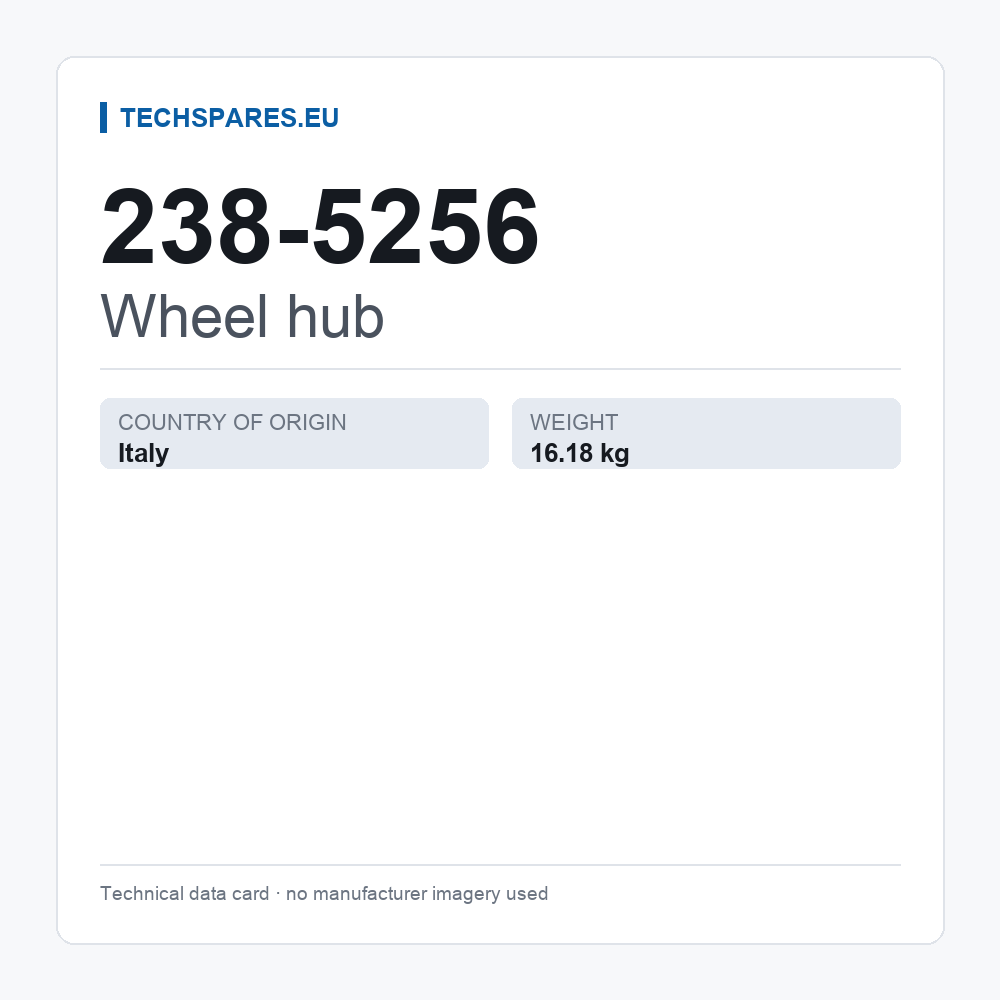 Wheel hub 238-5256 — technical data card