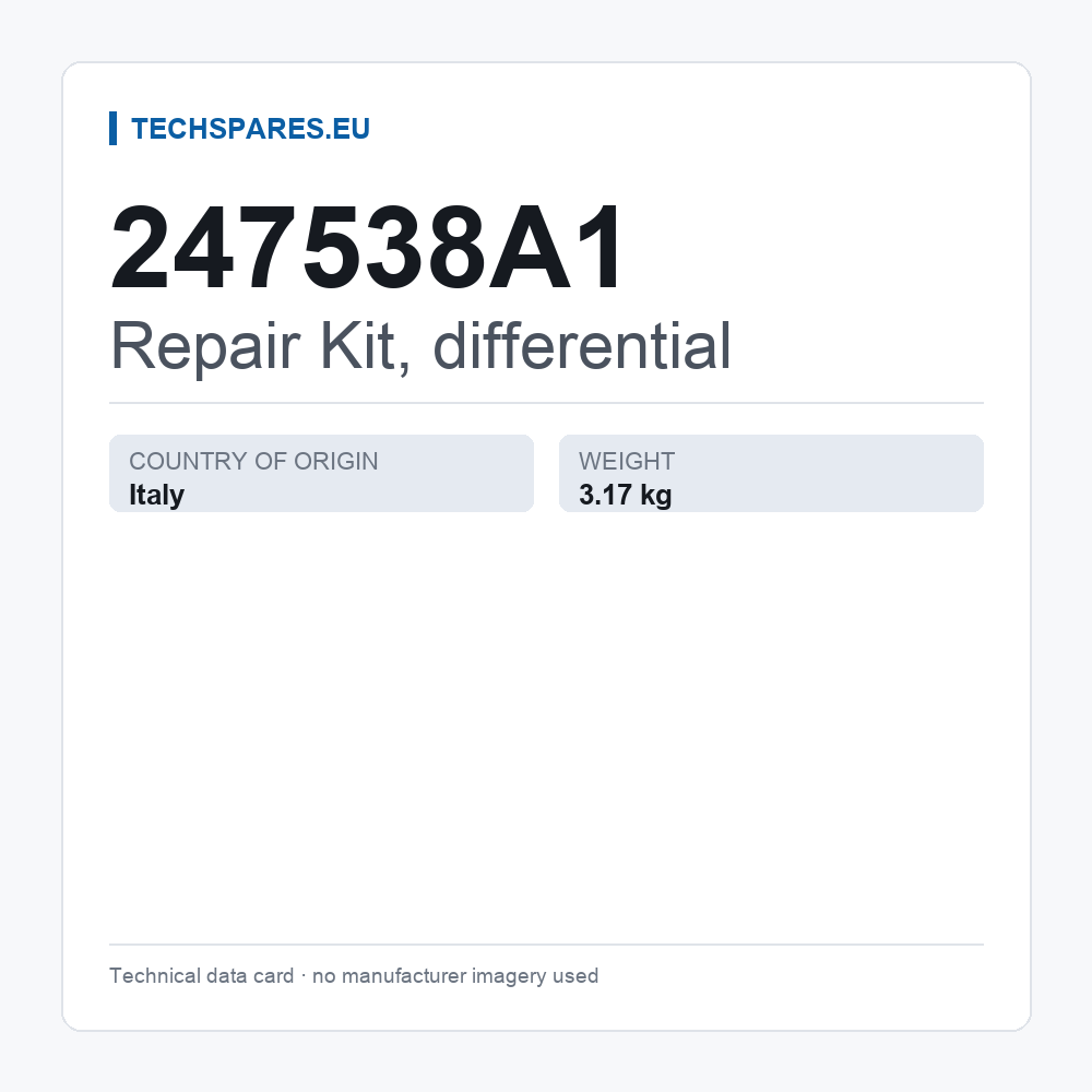 Repair Kit, differential 247538A1 — technical data card