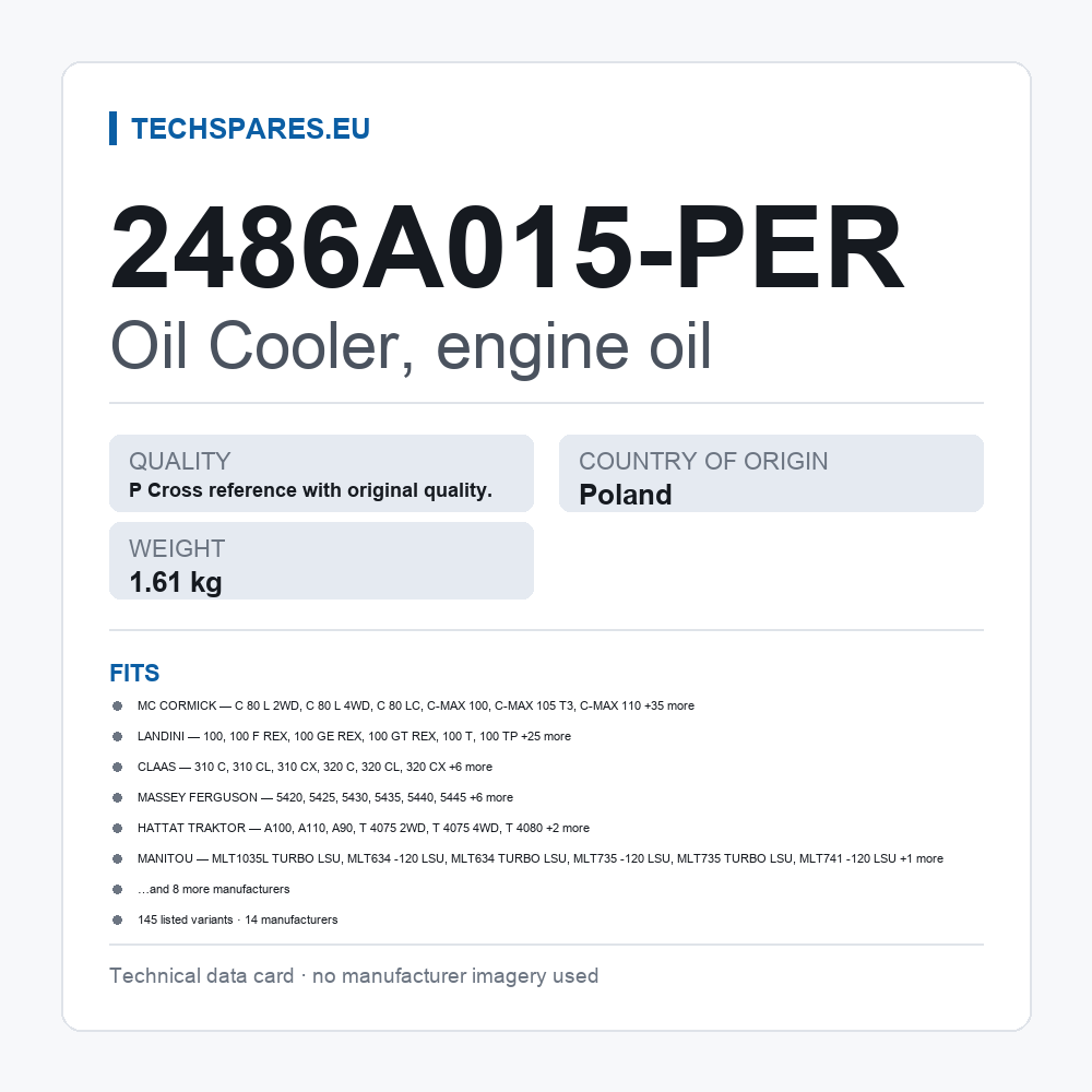 Oil Cooler, engine oil 2486A015-PER — technical data card