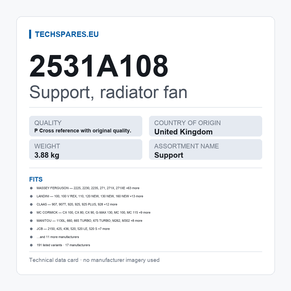 Support, radiator fan 2531A108 — technical data card