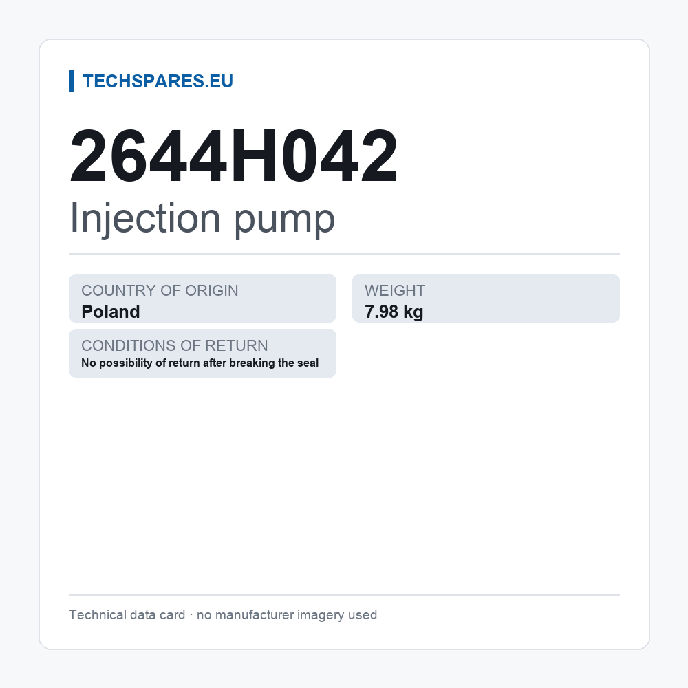 Injection pump 2644H042 — technical data card