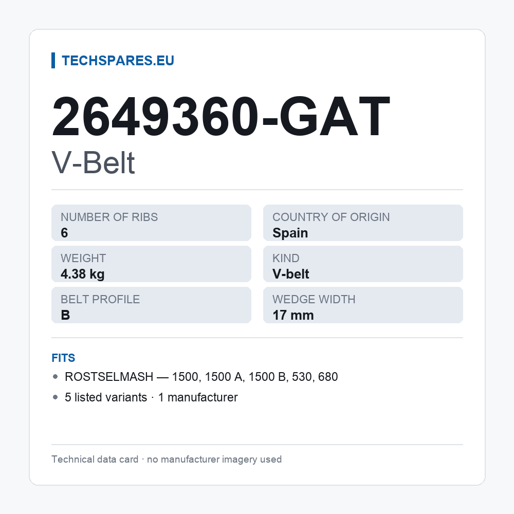 V-Belt 2649360-GAT — technical data card