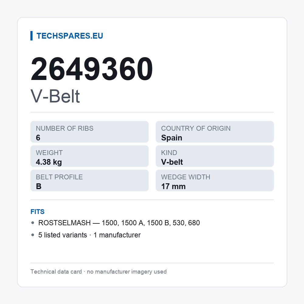 V-Belt 2649360 — technical data card
