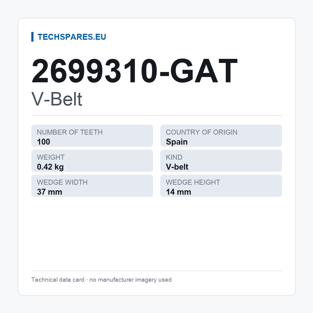 V-Belt 2699310-GAT — technical data card