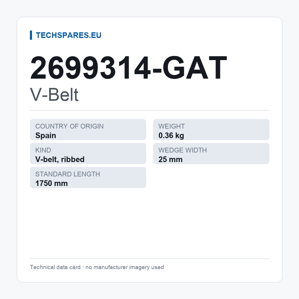V-Belt 2699314-GAT — technical data card