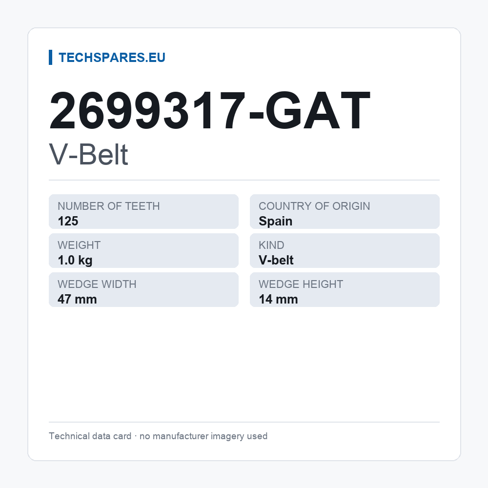 V-Belt 2699317-GAT — technical data card