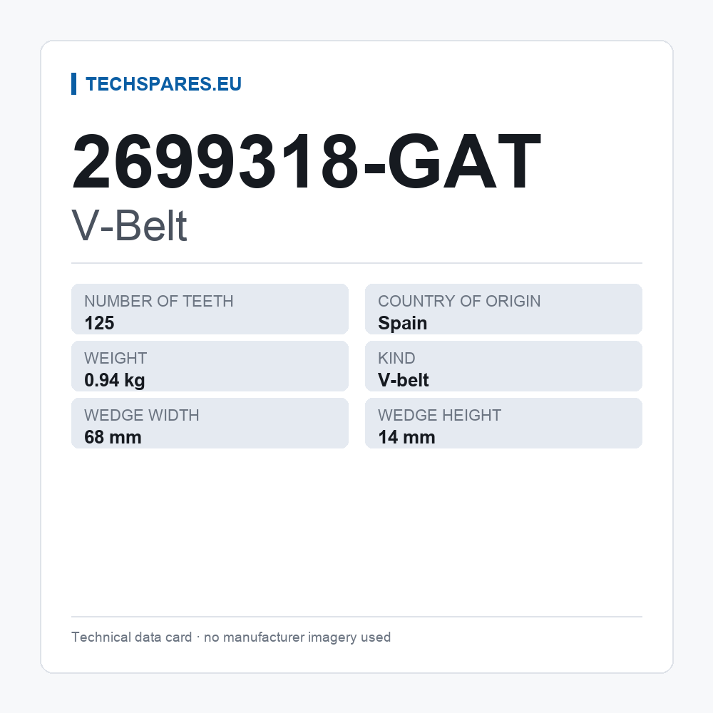 V-Belt 2699318-GAT — technical data card
