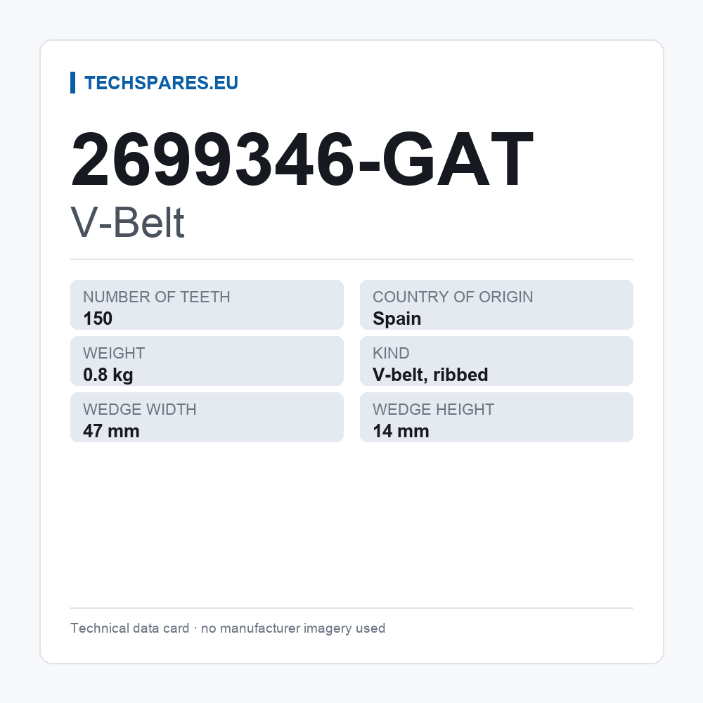 V-Belt 2699346-GAT — technical data card