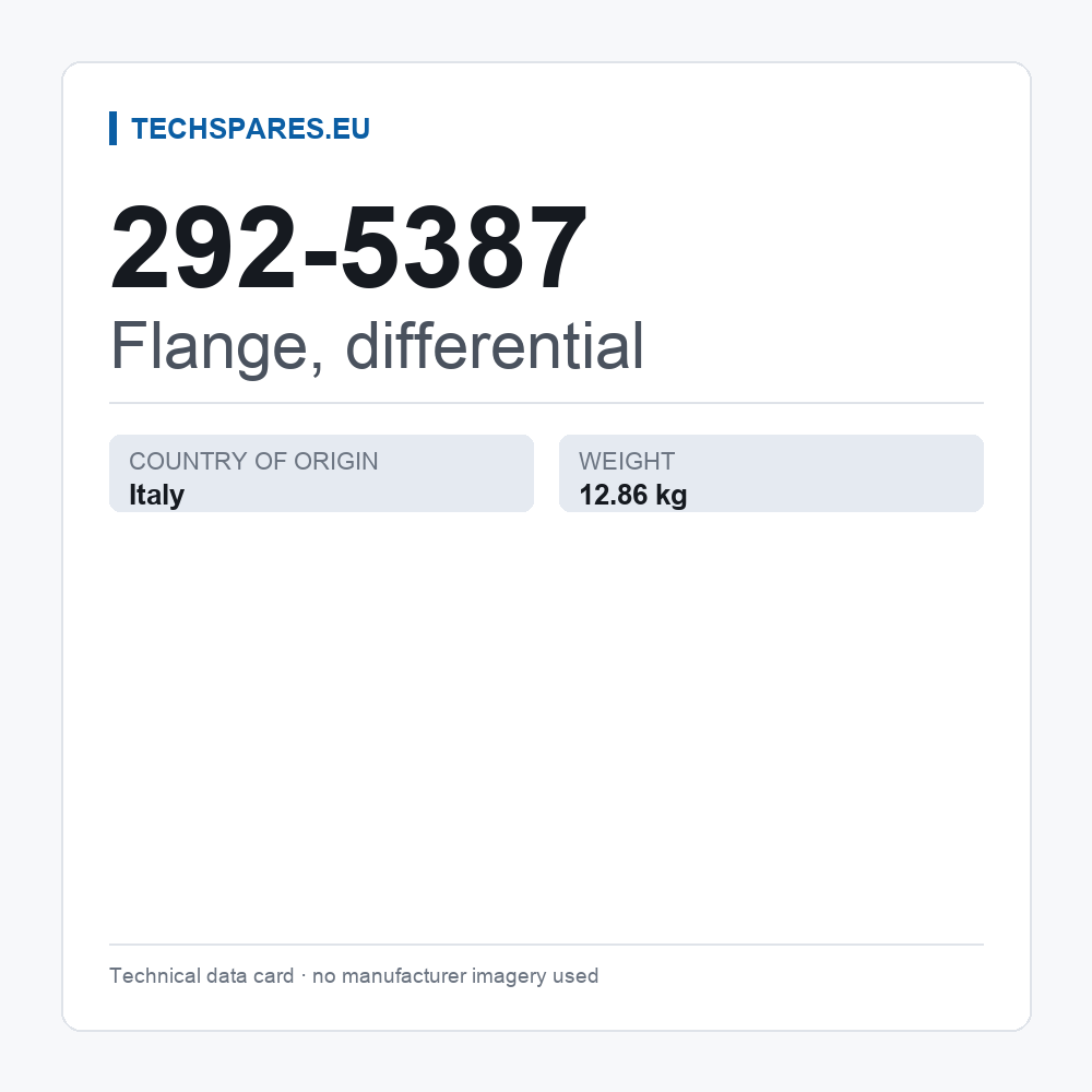 Flange, differential 292-5387 — technical data card