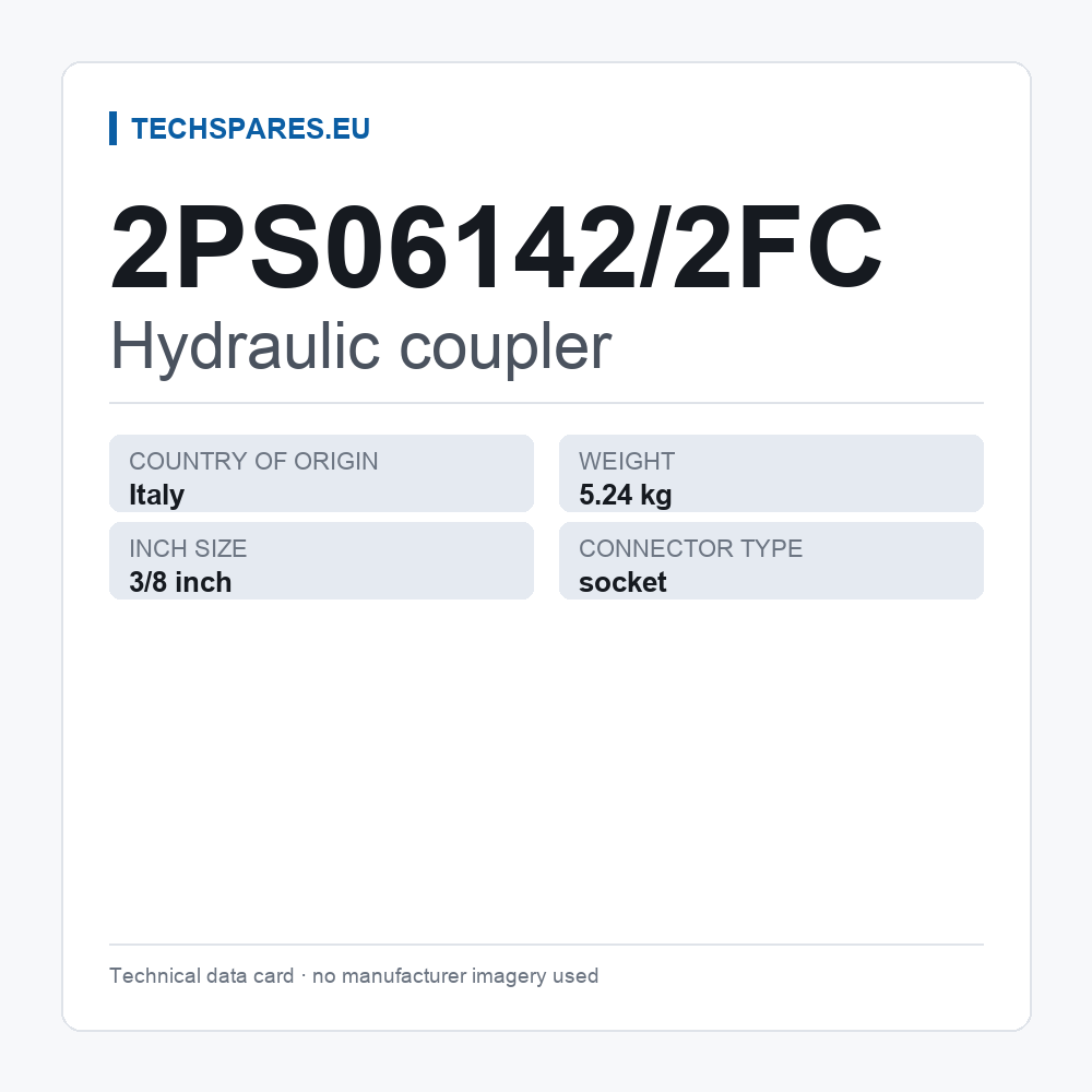 Hydraulic coupler 2PS06142/2FC — technical data card