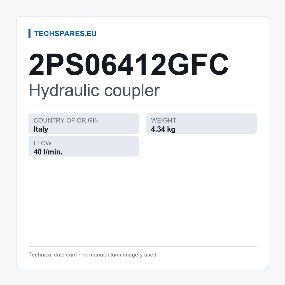 Hydraulic coupler 2PS06412GFC — technical data card