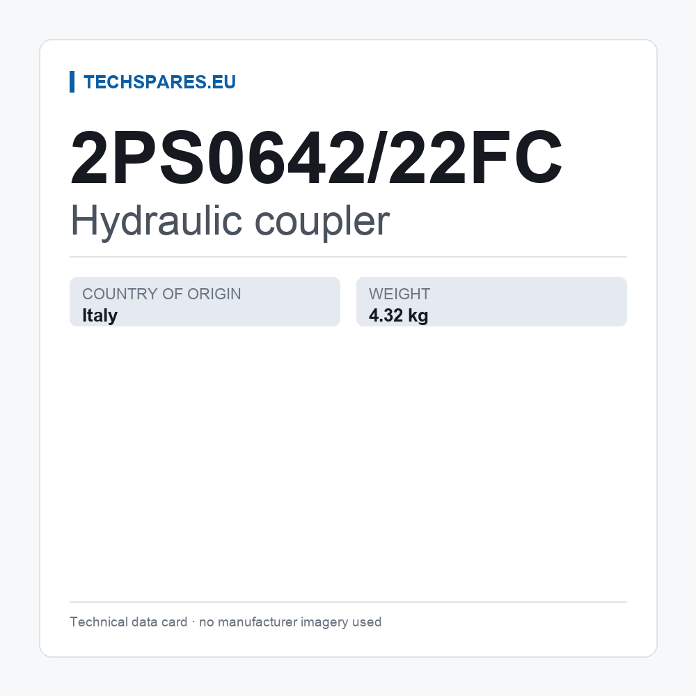 Hydraulic coupler 2PS0642/22FC — technical data card