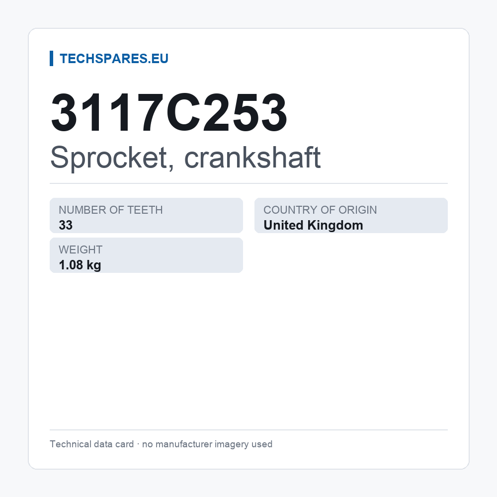 Sprocket, crankshaft 3117C253 — technical data card