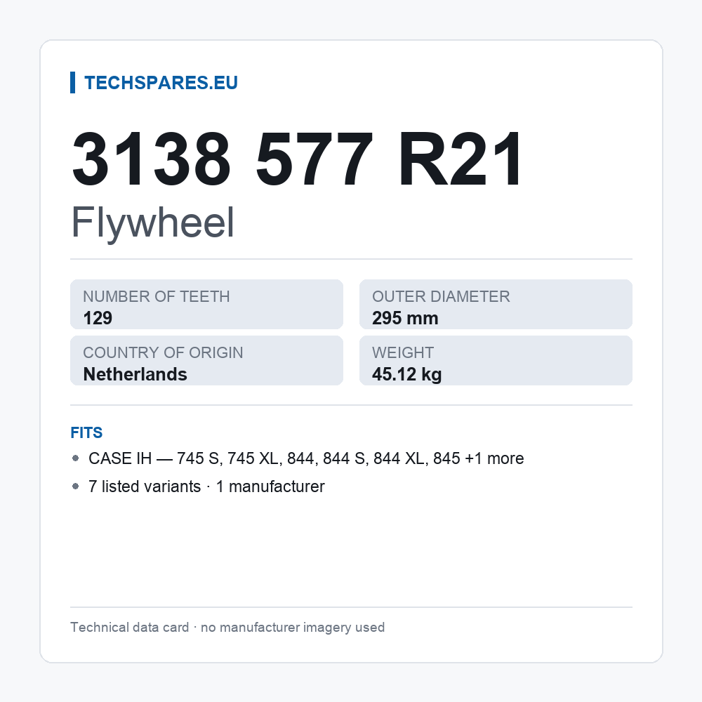 Flywheel 3138 577 R21 — technical data card