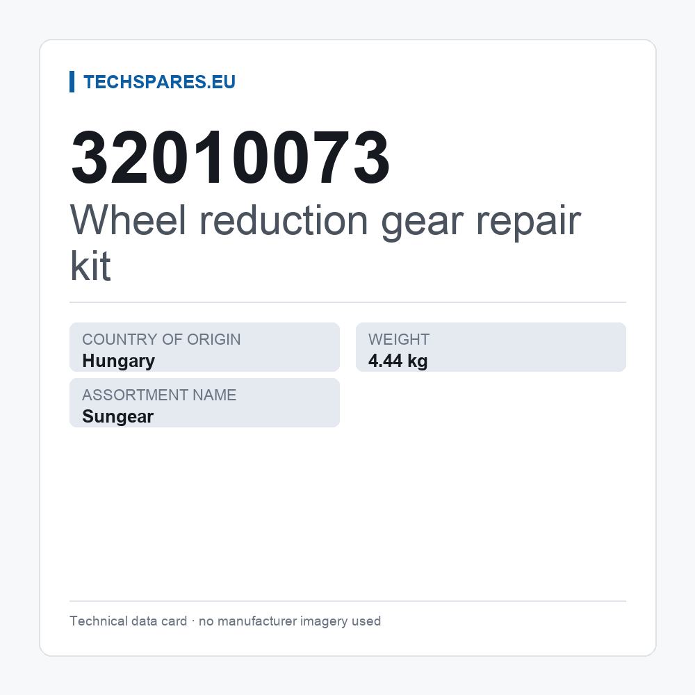 Wheel reduction gear repair kit 32010073 — technical data card