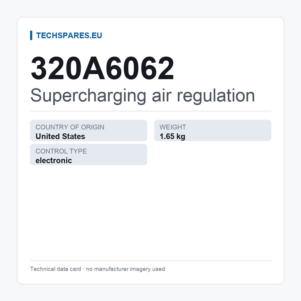 Supercharging air regulation 320A6062 — technical data card