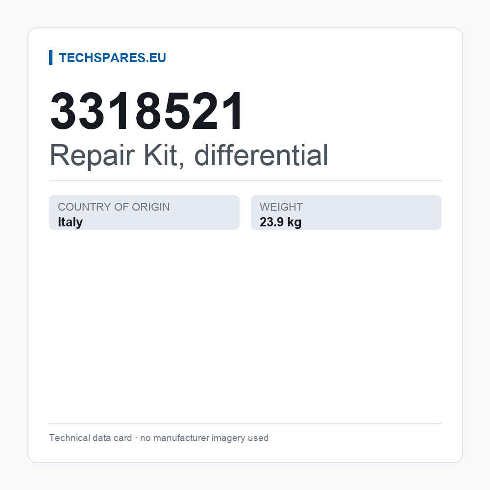 Repair Kit, differential 3318521 — technical data card