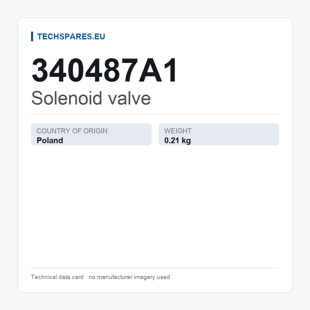 Solenoid valve 340487A1 — technical data card