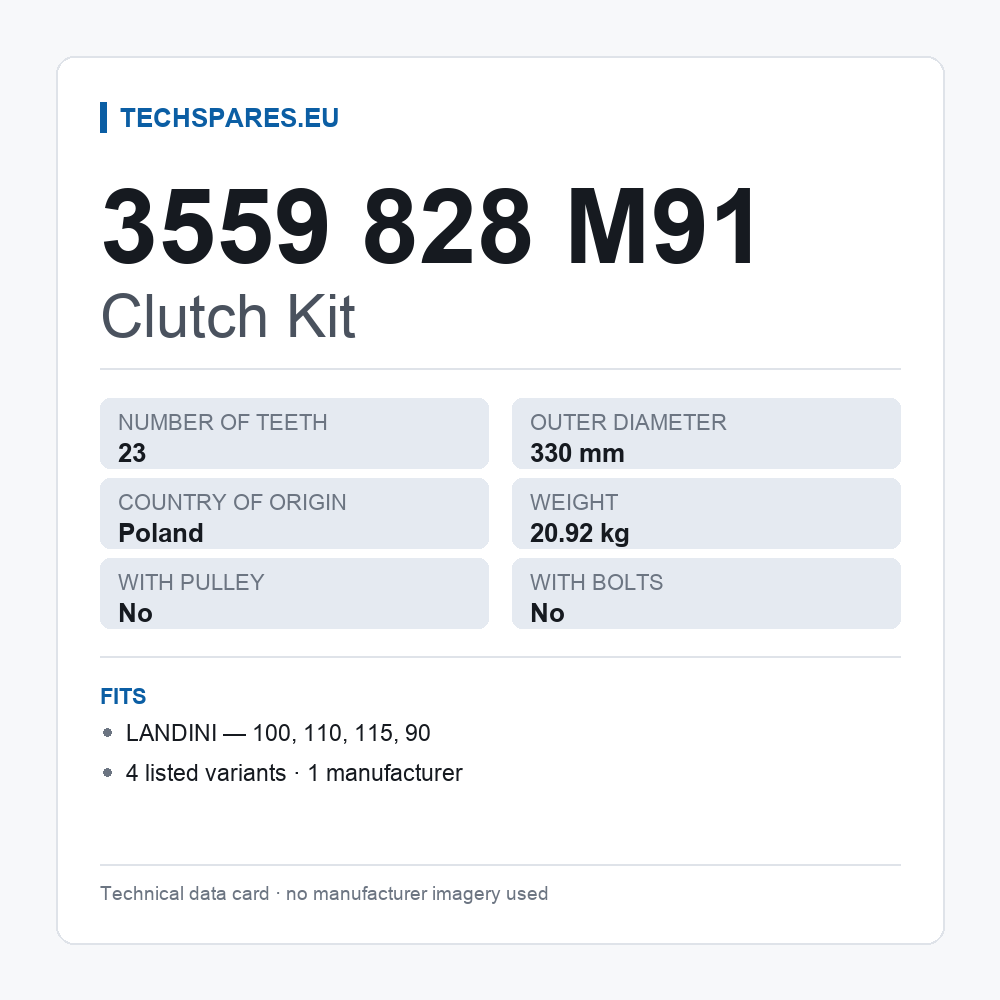 Clutch Kit 3559 828 M91 — technical data card