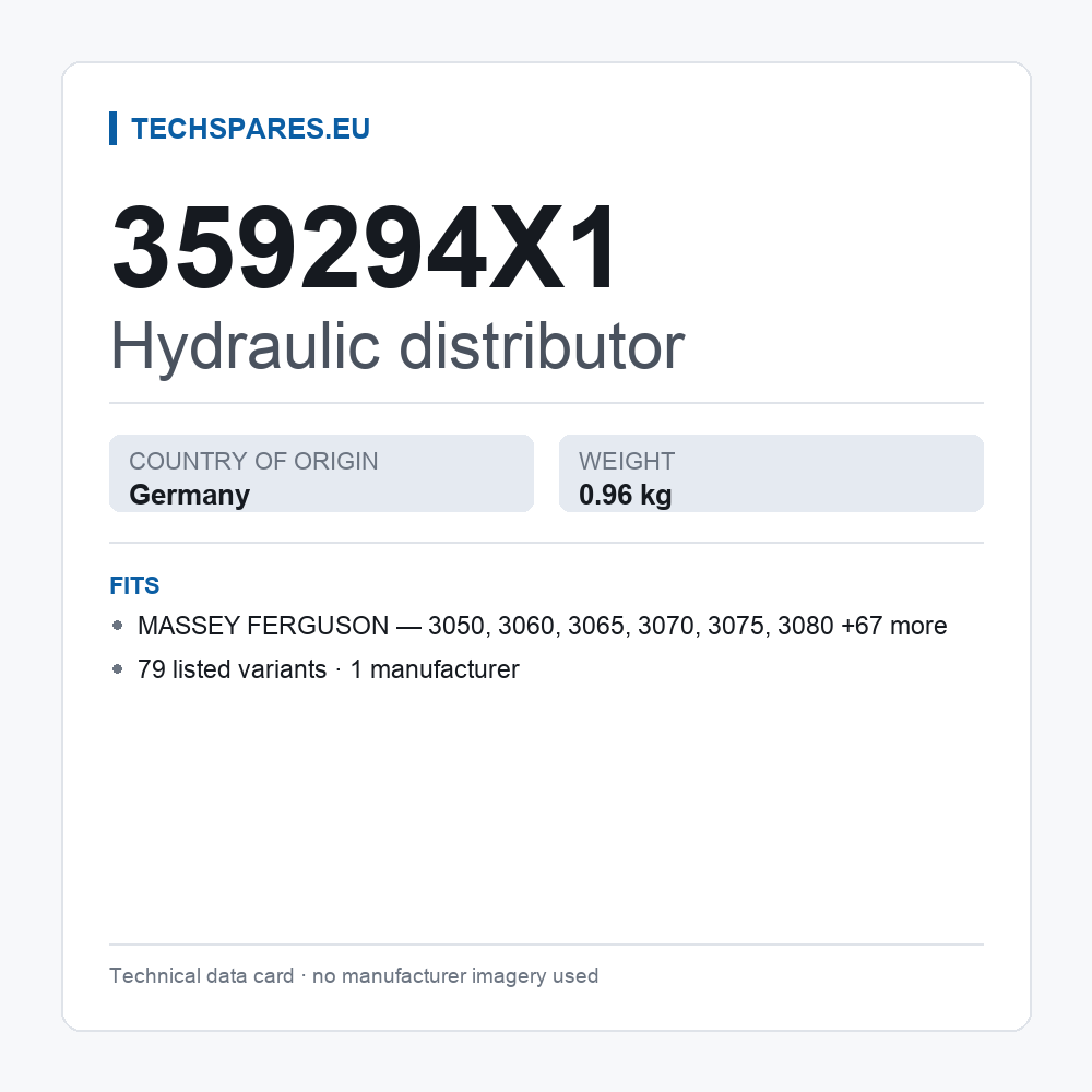 Hydraulic distributor 359294X1 — technical data card