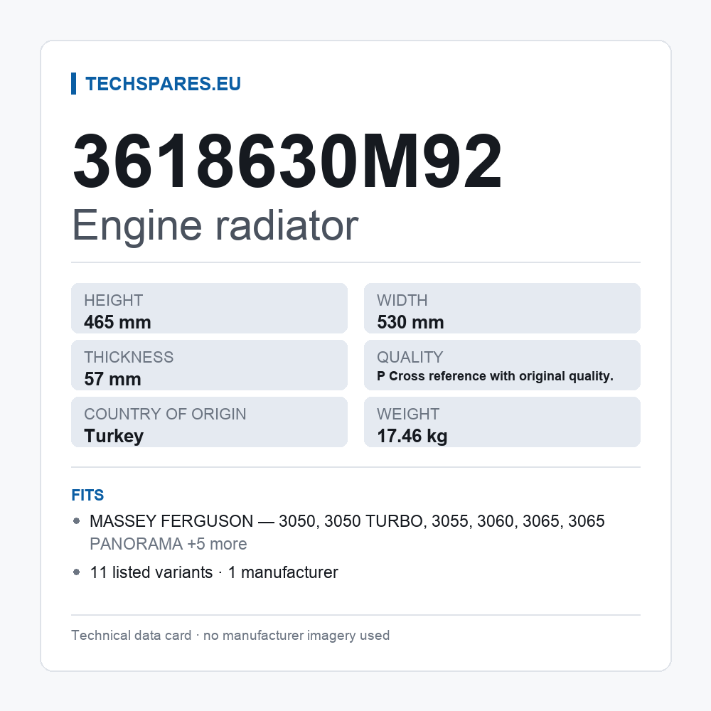 Engine radiator 3618630M92 — technical data card