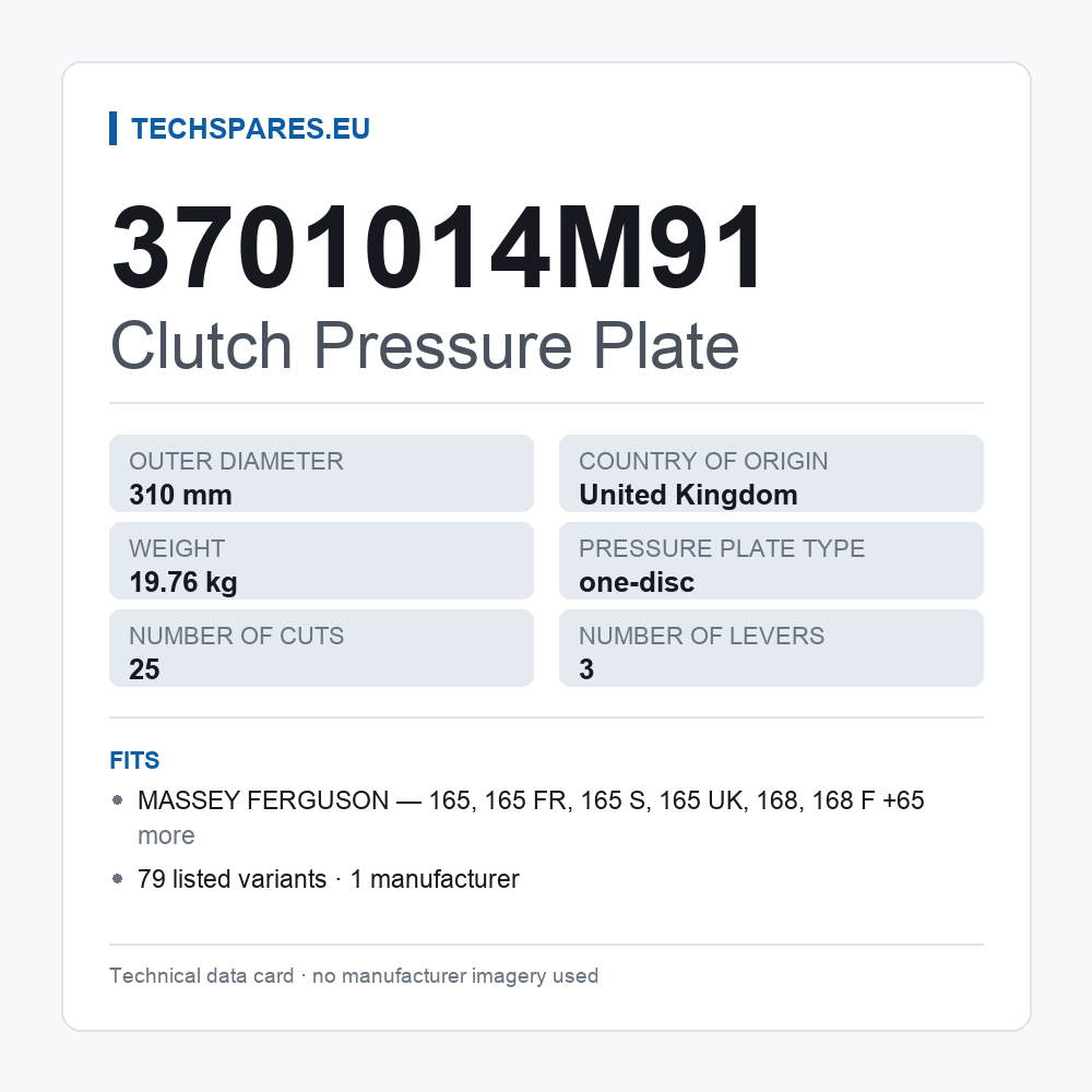 Clutch Pressure Plate 3701014M91 — technical data card