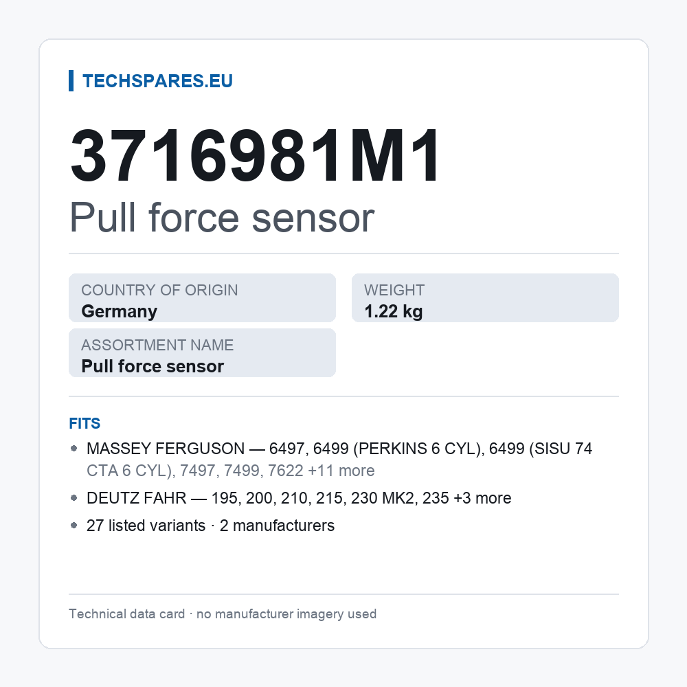 Pull force sensor 3716981M1 — technical data card