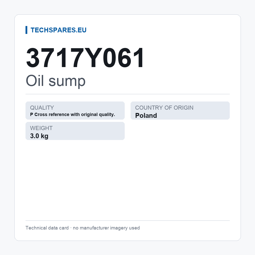 Oil sump 3717Y061 — technical data card