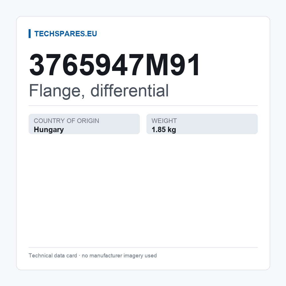 Flange, differential 3765947M91 — technical data card