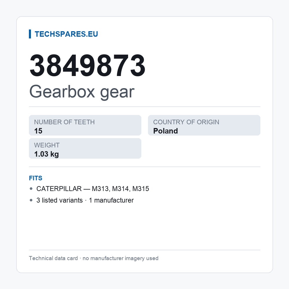 Gearbox gear 3849873 — technical data card
