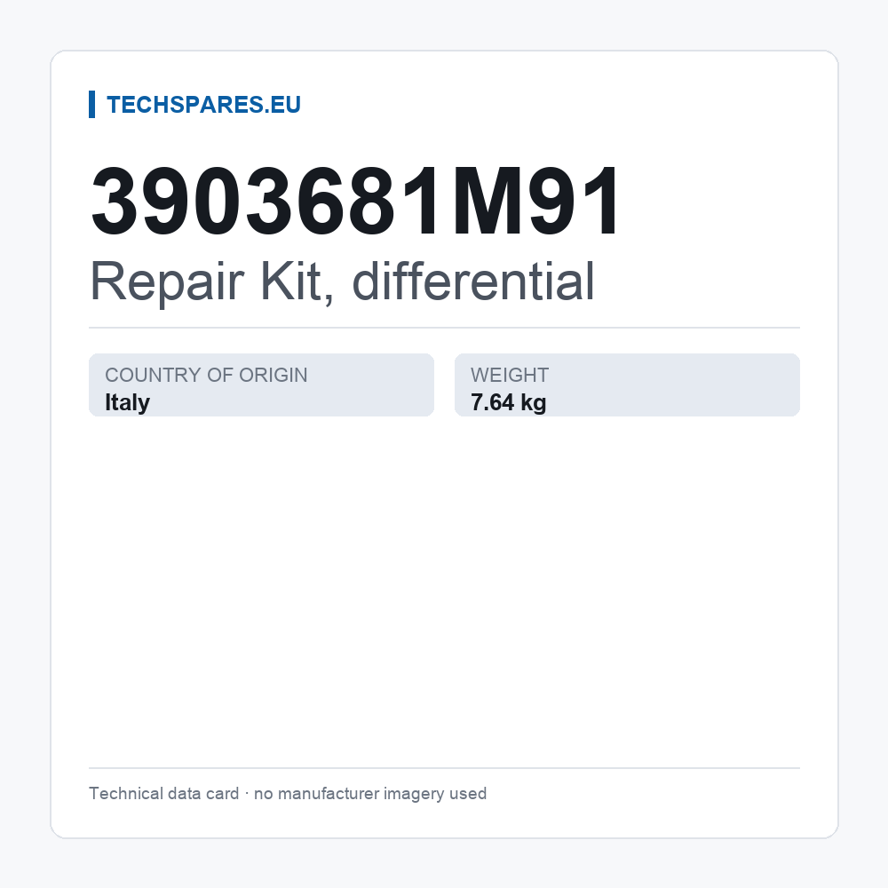 Repair Kit, differential 3903681M91 — technical data card