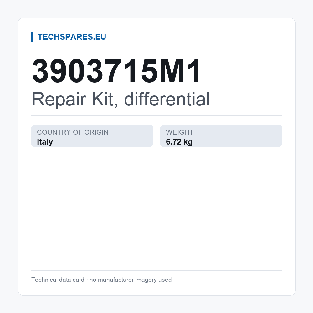Repair Kit, differential 3903715M1 — technical data card