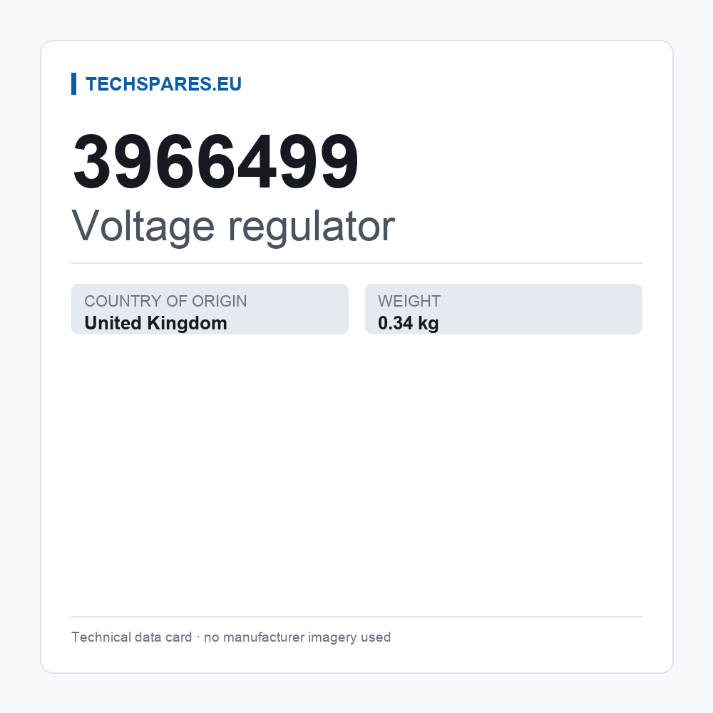 Voltage regulator 3966499 — technical data card